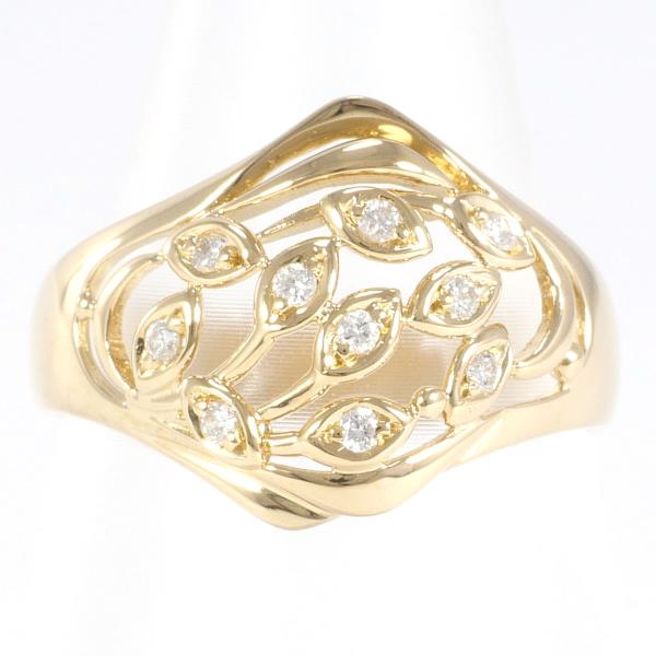 K18 Yellow Gold Ring with 0.10ct Diamond, Size 12, Total Weight Approximately 3.3g - For Ladies