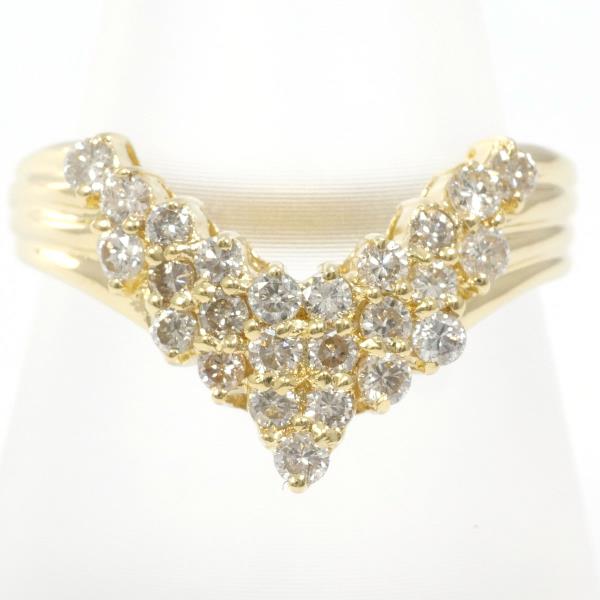 K18 Yellow Gold Ring with 0.50ct Brown Diamond, Size 11.5, Total Weight Approximately 3.3g - For Ladies