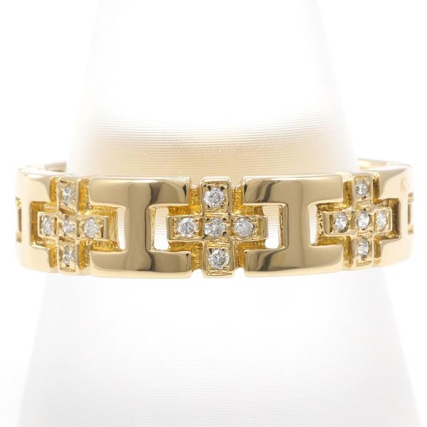 18K Yellow Gold Ring with 0.09ct Diamond, Approximately Weighing 5.6g, Size 19