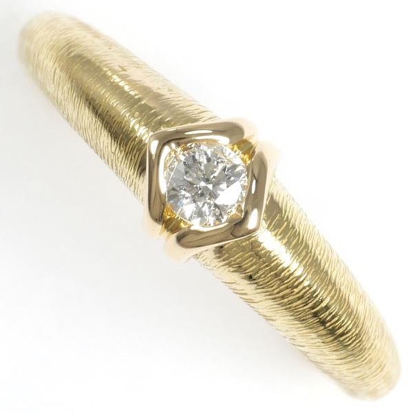 18k K18 Yellow Gold Diamond Ring, Size 13, Diamond 0.128ct, Total Weight Approximately 3.2g, Ladies' Gold Jewelry