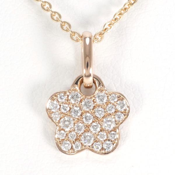 Flower Diamond Necklace, Approximately 45cm with Total Weight of Approx. 3.2g in 18K Pink Gold, Women's Gold Preloved