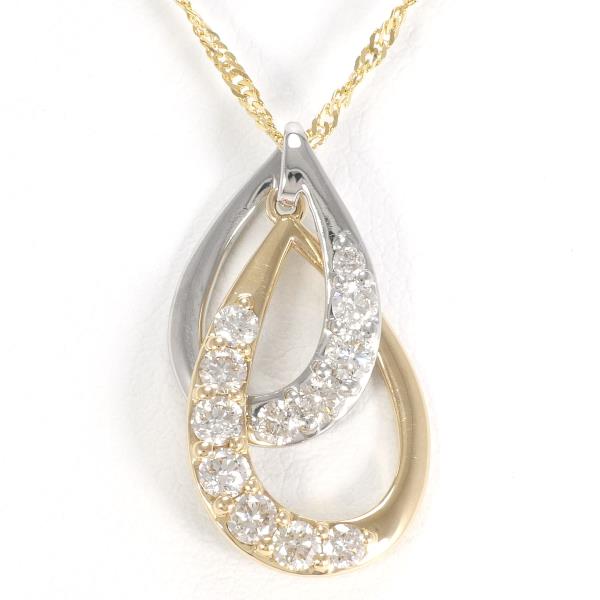 Women's Platinum and 18K Yellow Gold Necklace with 0.5 ct Diamond, Total Weight Approximately 3.2g, About 40cm Long