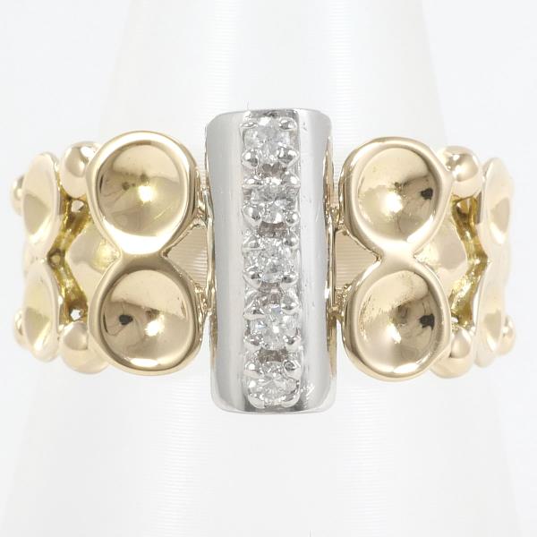 Pre-Owned Stylish Ladies' Ring, Size 12.5 with D0.12ct Diamond in Platinum/K18 Yellow-Gold 100302050a701212