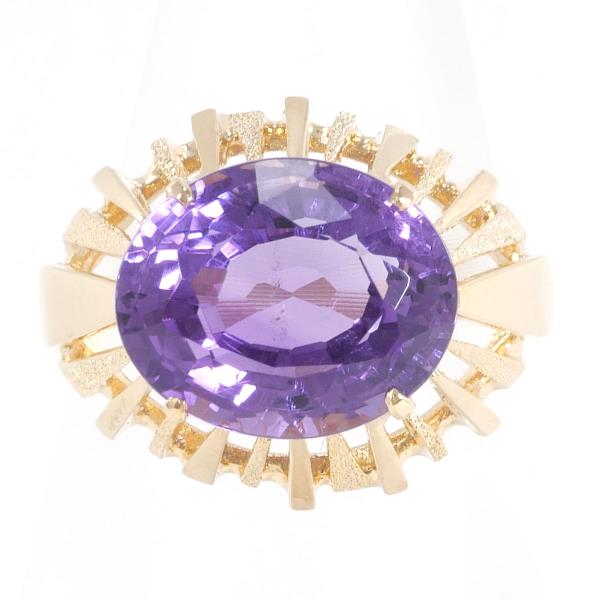 K18 Yellow Gold Ring with Amethyst, Purple, Size 7.5 for Women