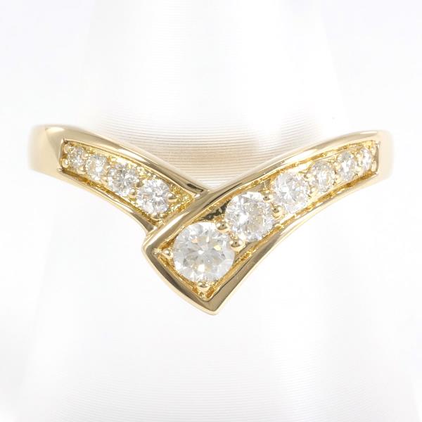 Ladies' 12 Size Yellow Gold Ring with 0.35 ct Diamond, Approximately Weighs 2.9g