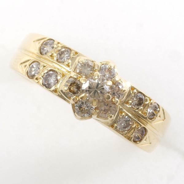 Brown Diamond 0.55ct Ring, Size 10 in K18 Yellow Gold, Women's Gold Preloved