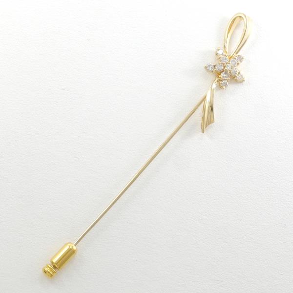 K18 Yellow Gold Alloy Brooch with Diamonds 0.45ct, Weight 4.2g (Vintage, Pre-owned Women's Accessory)