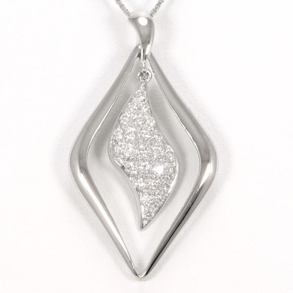 PT850 Platinum Necklace with Diamond 0.36ct, Length 40cm, Weight 5.7g (Chic, Pre-owned Women's Accessory)