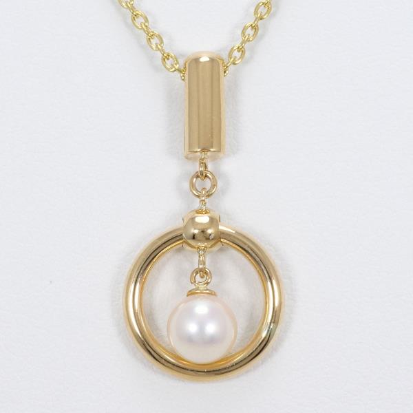 Sophisticated K18 Yellow Gold Necklace featuring Pearls, Approximately 43cm, for Women