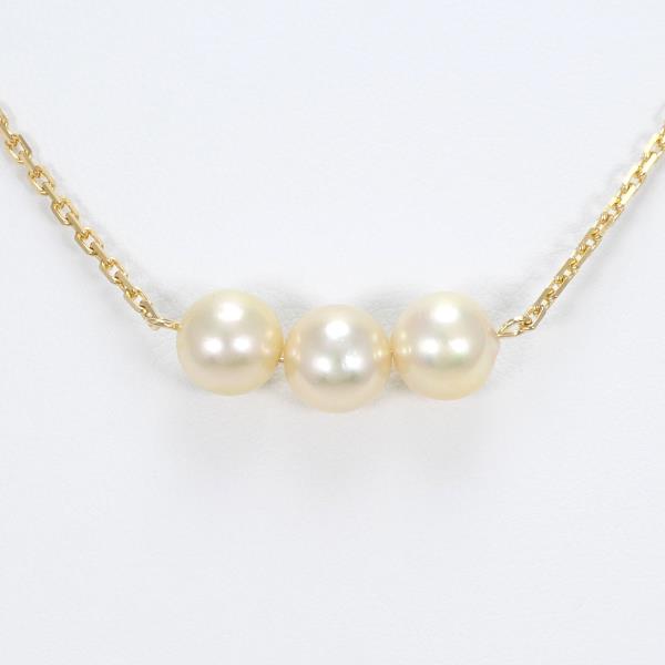 K18 Yellow Gold Necklace with Pearls, Length 36cm, Weight 5.2g (Elegant, Used Women's Accessory)