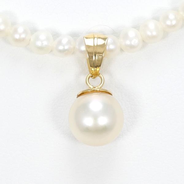 K18 Yellow Gold Necklace with Pearl, Women's - White