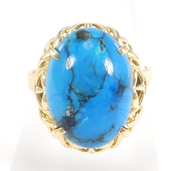 K18 Yellow Gold Ring with Turquoise, Size 15, Weight 6.1g (Stylish, Women's Used Jewelry)
