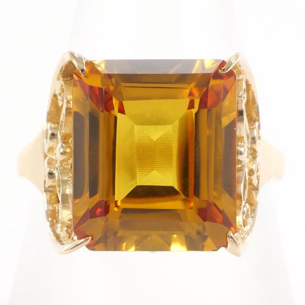 Distinguished Men's K18 Yellow Gold Ring with Citrine, Size 15