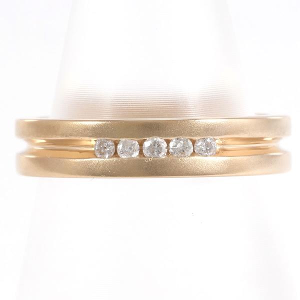 5P 0.10ct Diamond Ring in K18 Pink Gold for Women (Size 10)