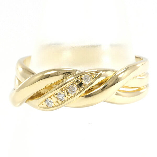 Elegant K18 Yellow Gold Ring with 0.04ct Diamond, Size 9 for Women