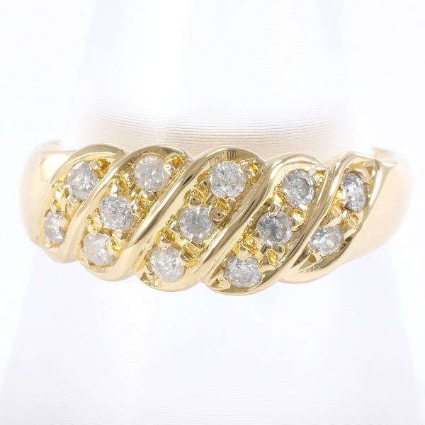 K18 Yellow Gold Ring with 0.34ct Diamond, Size 14, Weight Approx 3.2g, For Women