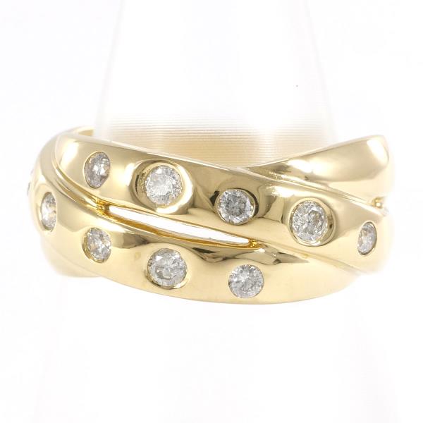 Triple Connected 0.31ct Diamond Ring in K18 Yellow Gold for Women (Size 10)