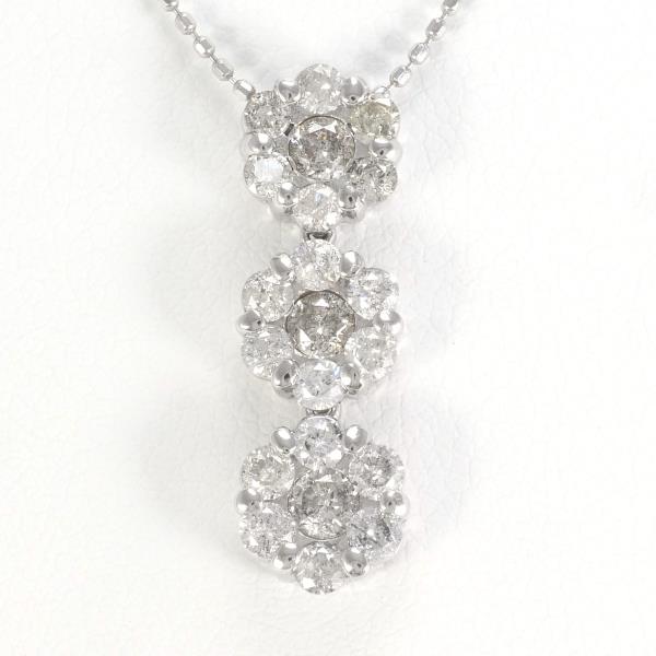 K14 White Gold Necklace with 1.00ct Brown Diamond, Weight Approx 2.7g, 39cm length, For Women