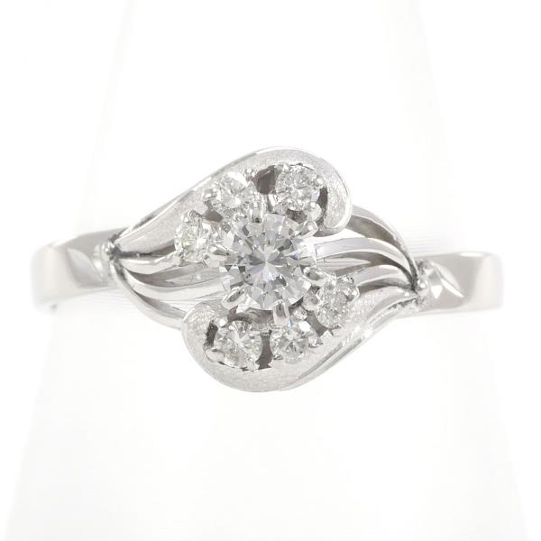 Gorgeous Platinum Ring Size 15 with a 0.35 ct Diamond, Total Weight Approximately 4.1g - Ladies' Silver Hue (Used)