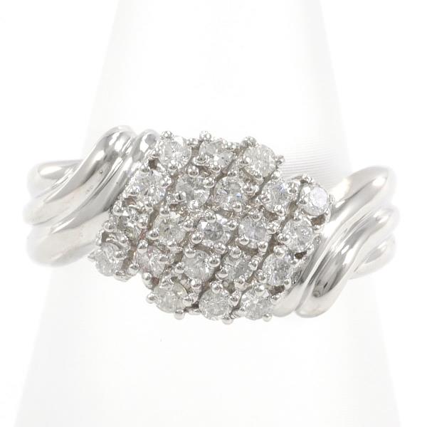 PT850 Platinum Ring with Diamond 0.46ct, Size 12, Total weight approximately 6.3g, Women's Jewelry