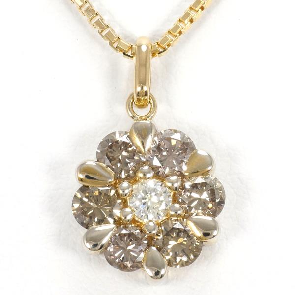 Ladies' 18K Yellow Gold Necklace with Brown Diamonds & Diamonds (0.80ct in total), Approximate Weight 4.9g, Approximate Length 50cm, K18 Gold Material