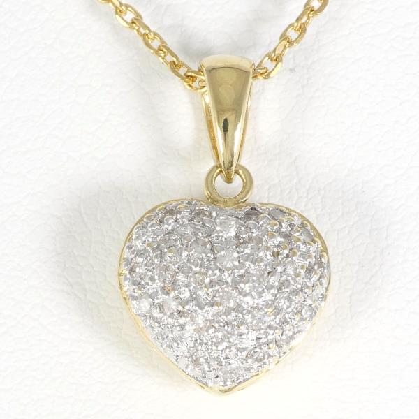 Heart Motif 0.22ct Diamond Necklace Made with K18 Yellow Gold, K18 White Gold, and Diamond for Women