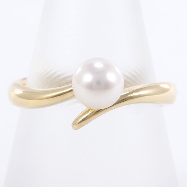 Dainty Pearl Ring, Approx 6mm, K18 Yellow Gold, Size 13.5, Women's