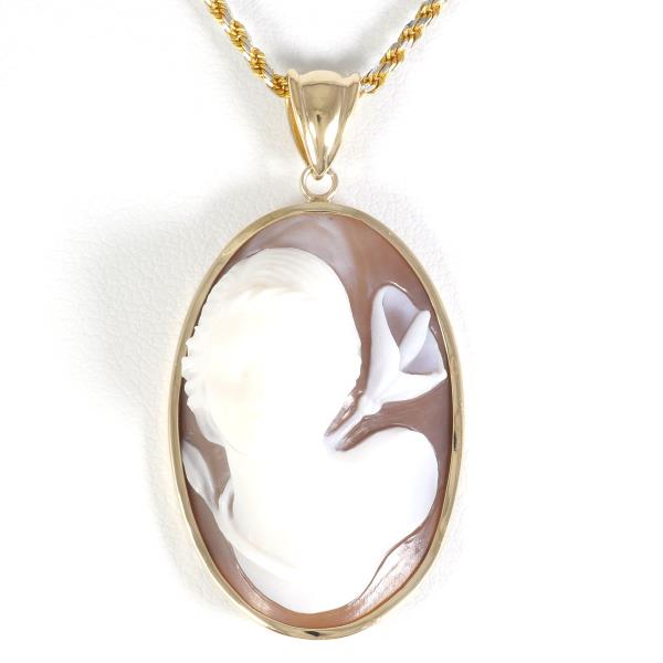 Ladies' 18K Yellow Gold Necklace with Shell Cameo, Approximate Weight 10.6g, Approximate Length 50cm, K18 Gold Material
