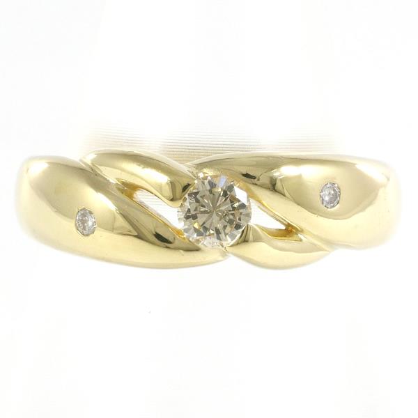 K18 18K Yellow Gold Ring with 0.20ct Yellow Diamond, Size 11 (Used) for Ladies