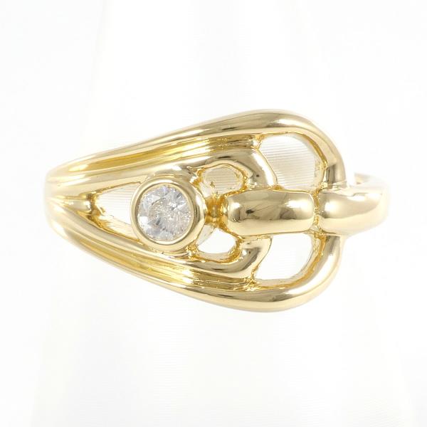 "Unique Single Diamond (0.12ct) Ring" in K18 Yellow Gold, Size 12 for Women, Gold Color