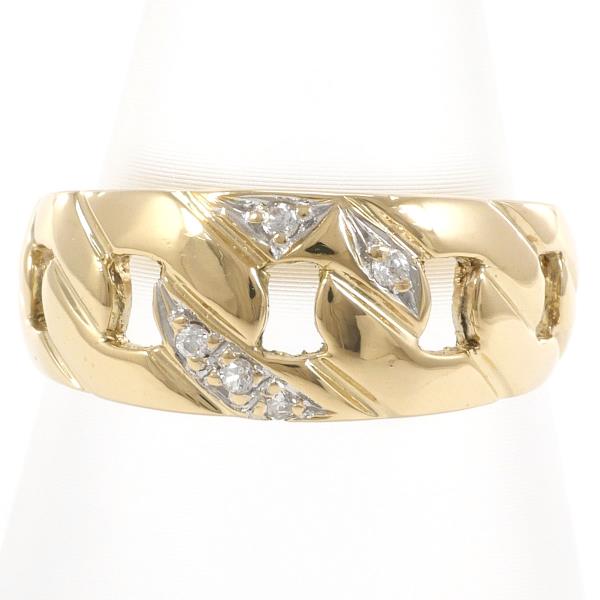 Designed Ring with 0.04ct Diamond in K18 Yellow Gold, Gold, Size 11 for Women (Used)