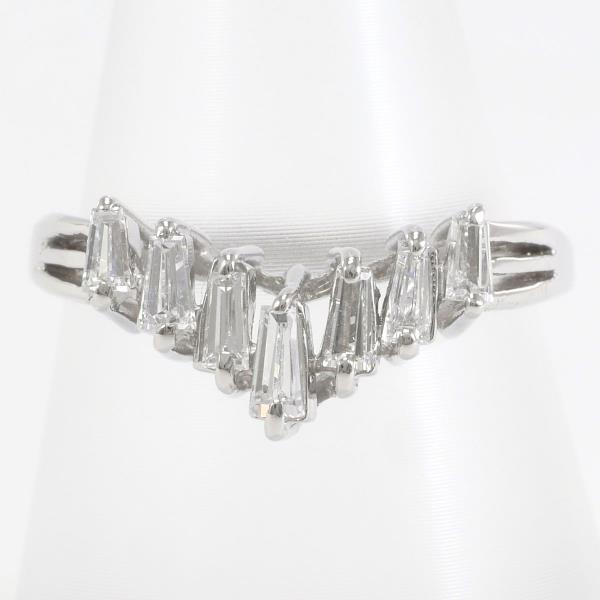Sleek PT900 Platinum Ring Size 14 with a 0.51 ct Diamond, Total Weight Approximately 5.1g - Ladies' Silver Hue (Used)