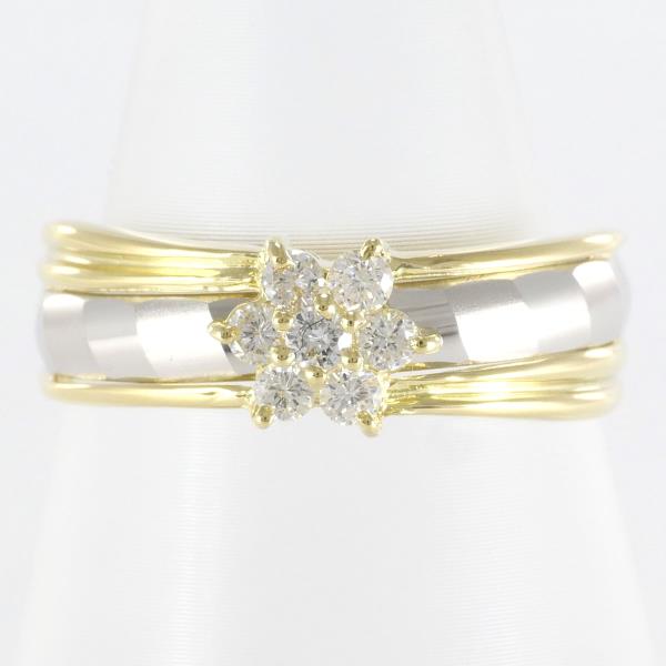 [LuxUness]  Platinum PT900 & K18 Yellow Gold Ring with 0.23ct Diamond, Size 12 (Used) for Ladies in Excellent condition