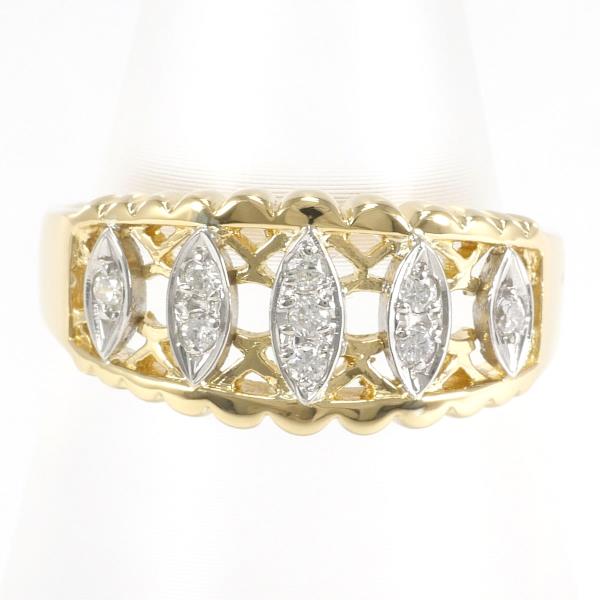 [LuxUness]  Platinum PT900 & K18 Yellow Gold Ring with 0.10ct Diamond, Size 10 (Used) for Ladies in Excellent condition
