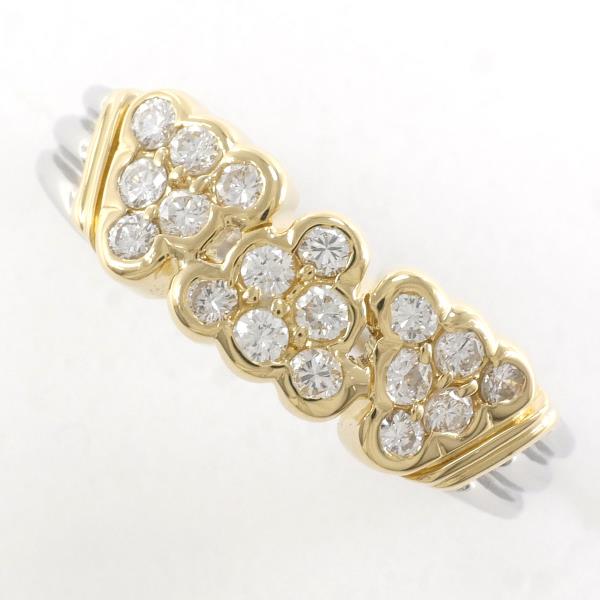 "Designer Diamond (0.38ct) Ring" in Platinum PT900/K18 Yellow Gold, Size 9 for Women, White Color