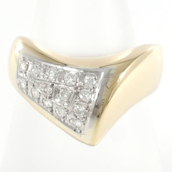 PT900 Platinum and K18YG Ring, 0.18 Diamond, Total weight approximately 4.4g, Size 10 for Women