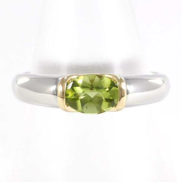 Platinum PT900/K18 Yellow Gold Ring with Peridot, 12.5, Green, Women’s  (Used)