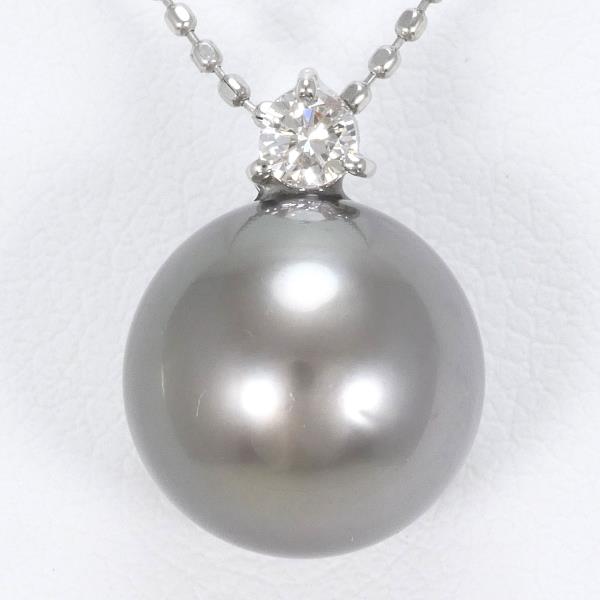 [LuxUness]  Ladies' 40cm Platinum PT900 and PT850 Necklace with Pearl and 0.10ct Diamond, Total Weight about 3.3g (Pre-Owned) in Excellent condition