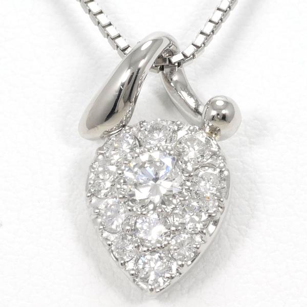 Heart Motif Necklace with 0.50ct Diamond, Platinum PT900/PT850, Silver, Women’s (Used)