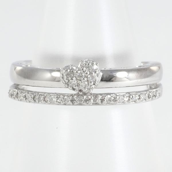 K18 18 Carat White Gold Ladies' Ring with Diamond (0.11ct), Size 11, Total weight approximately 5.1g