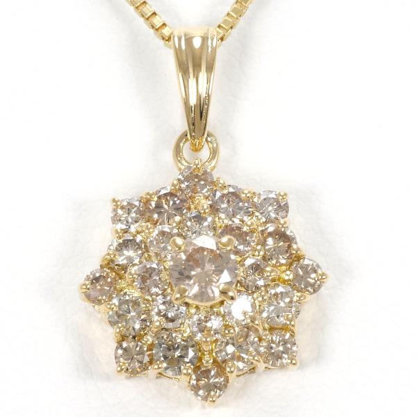 Star Motif Necklace with 1.00ct Diamond in K18 Yellow Gold, White, Women’s  (Used)