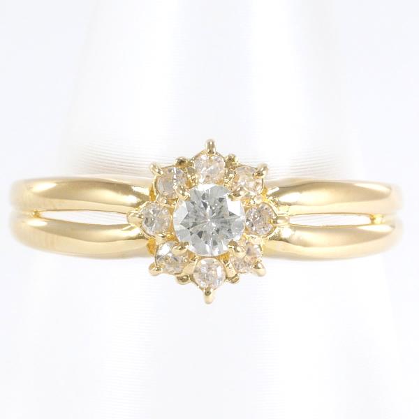 18K Yellow Gold Diamond Ring - Size 9, 0.22 Diamonds, Total Weight
