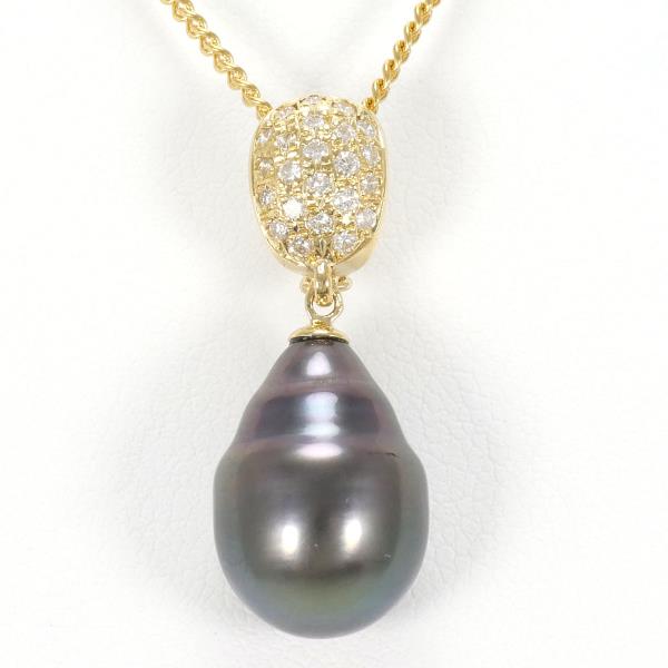 K18 Yellow Gold Necklace Featuring Pearl & 0.20ct Diamond, Total Weight Approximately 6.4g, Length roughly 40cm