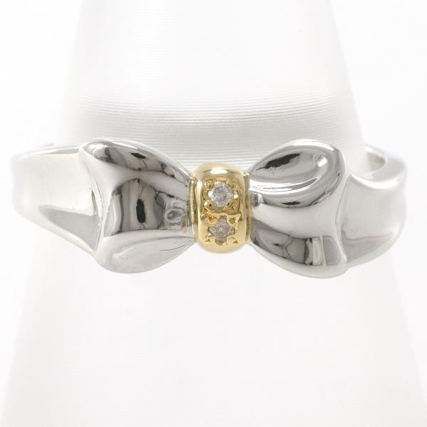Platinum PT900 & K18 Yellow Gold Ring, Size 12.5 with 0.01 ct Diamond for Ladies