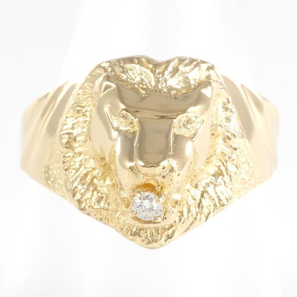 K18 Yellow Gold Ring with Diamond 0.04, Size 13.5, Total Weight About 4.6g