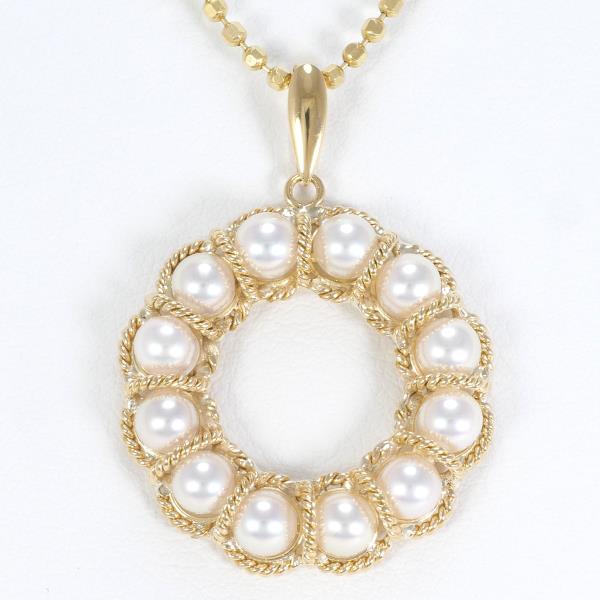 K18 Yellow Gold Necklace With Genuine Pearl, Total Weight Approximately 7.0g, Length roughly 40cm