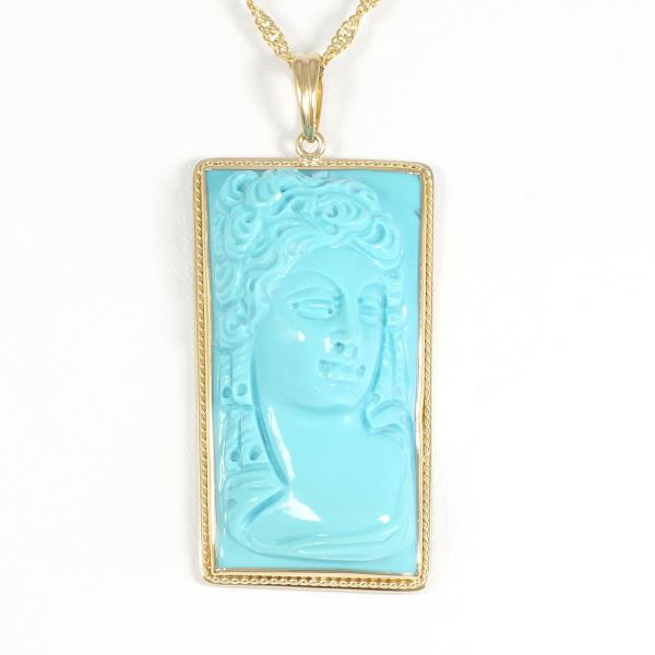 K18 Yellow Gold Necklace With Turquoise, Total Weight Approximately 14.7g, Length roughly 45cm
