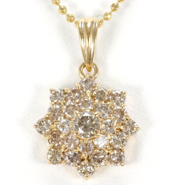 Star Motif Necklace with 1.00ct Diamond in K18 Yellow Gold, Women’s - White, (Used)