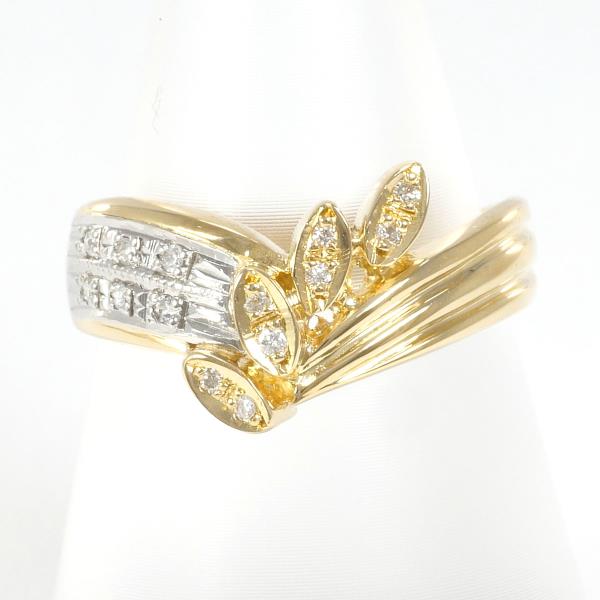 Women's Diamond Ring 0.08ct Design in Platinum PT900 and K18 Yellow Gold, Gold, Size 11.5, Pre-Owned