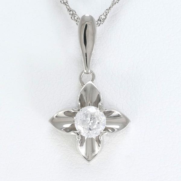 Platinum PT900 and PT850 Necklace with 0.50 Carat Diamond, Weight Approximately 4.1g for Women